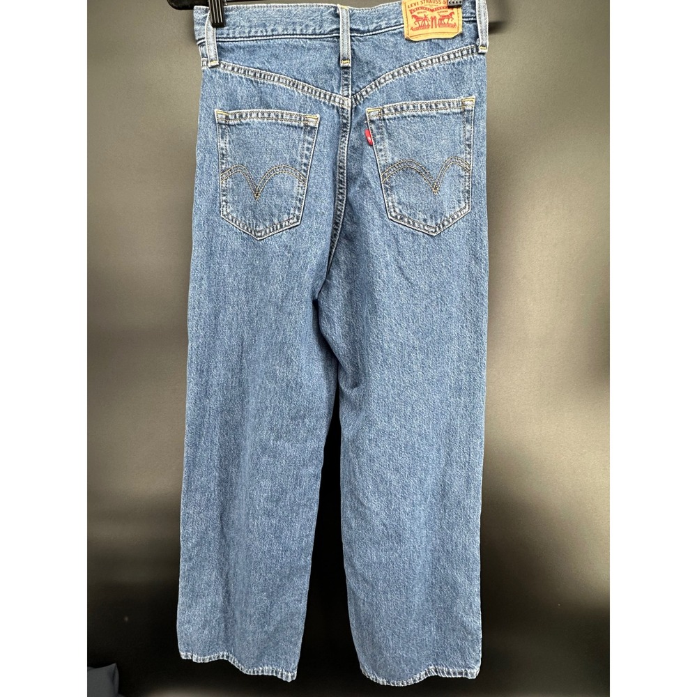 Levi's High Waisted Straight Jeans 27 Waterless Denim Vintage Wash 90s Mom Fit - Picture 3 of 7